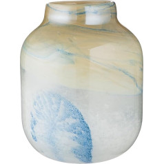 GILDE GLAS art Decorative Vase - Flower Vase Dyed Glass - Maritime Decoration - Gift for Women Birthday Christmas - Colour: Blue Beige - Height 24 cm