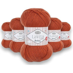 LaVita Yarn, Baby Hand Knitting Yarn, 5 Pieces, Best Uni Anti-Pilling 100% Micro Acrylic, 1 Ball 100 g, 250 m (7225)