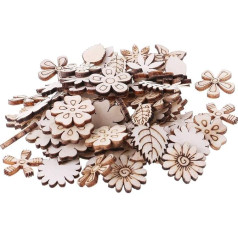NOPOXA 100 Stück Blumen Blätter Handwerk Holz Ausschnitt Weihnachten Party Dekoration s Holz Verzierungen Geschenk