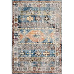 SAFAVIEH Bristol Collection Traditional Rug for Living Room Dining Room Bedroom Short Pile Blue and Grey 4ft x 72in