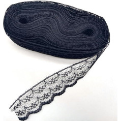 10 Yards Lace Ribbon for Wedding Dresses, Fabrics for Embellishments for Sewing, Craft Accessories, Craft Materials, Width 2.3 cm, Black Lace, 10 Yards