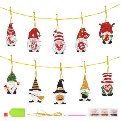ZONEWD 4 Diamant-Kunst-Ornamente - 10 Stück Weihnachts-Diamant-Gemälde - Weihnachten Diamond Art Ornaments Schlüsselanhänger 5D Weihnachtsmann dekorative hängende Verzierung