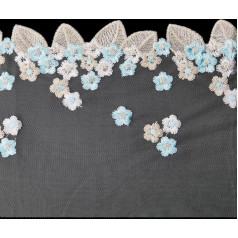 GORGECRAFT 2 Yard 20 cm Wide Lace Trim with Floral Embroidery Metallic Embroidered Leaf Edge Mesh Lace Trim for DIY Sewing Crafts Clothing Dress Curtains Embellishments Light Sky Blue