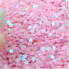 Trimm für Nähen, 50 g rosa Glitzer-Pailletten-Konfetti for Selbermachen, Basteln, süße Kirschblüten, Kunstharz, Dekor, Schmuck, Füllung, Pailletten (Color : Ab pink, Size : 0.2in)