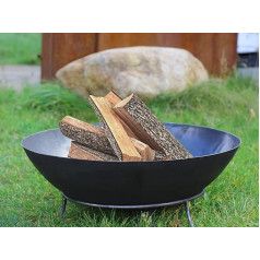 Köhko Marbela-XL Fire Bowl Approx. 55 x 55 x 23 cm Steel with 3 Feet for Barbecue Evening Garden Fire BBQ Camping Wonderful Evening on the Beach Garden Yard Patio Gill Evening