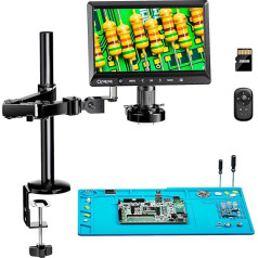 10 Inch Digital Microscope with Flexible Arm for Adults, Soldering Microscope for Electronics Repair, Opqpq ODM702 Flex Coin Microscope with Ring Light, Full View, PCB Magnifier Electron Magnifier