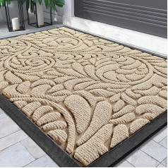 Yimobra Floor Mats - Indoor and Outdoor Use, Washable Door Mat, Non-Slip Dirt Trapper Rug for Entrance, Front Door, Patio, Hallway, Garden, 120 x 80 cm, Beige