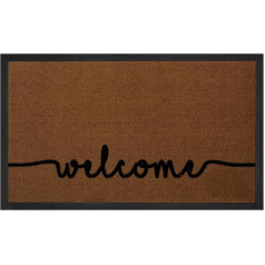 Hanse Home Printy Doormat for Indoor and Outdoor Use, 45 x 75 cm, Dirt Trapper Mat, Cosy Welcome with Lettering, Washable and Weatherproof, Non-Slip for Entrance Area and Outdoor Use - Light Brown