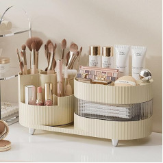 Make-up-Organizer, 360-Grad-Make-up-Organizer mit 3-lagigem drehbarem Fach, perfekt für Kommode, Badezimmer, Schlafzimmer (Milchweiß, drei Ebenen)