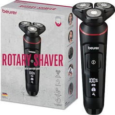 Beurer MN8X Rotary Shaver, Optimal Contour Adjustment Thanks to 360° Flex Razor Head, 3 Shaving Heads with Magnetic Fixation, Precision Trimmer Attachment, Waterproof, Quick Charge Function, LED