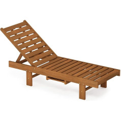 Furinno Tioman Outdoor Hardwood Malo Sun Lounger with Tray, Natural