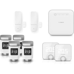 Bosch Smart Home Heating Set, 4 x Radiator Thermostat II, 2 x Room Thermostat II, 2 x Door/Window Contact II, 1 x Controller II, Wireless, Battery Operated