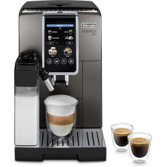 De'Longhi Dinamica Plus ECAM380.95.TB Fully Automatic Coffee Machine with LatteCrema Milk System, One-Touch Cappuccino, with 24 Recipes, 3.5 Inch TFT Colour Display, 1450 W, Titanium/Black