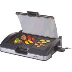 Cloer 656 Electric Barbecue, Glass lid, silver, black