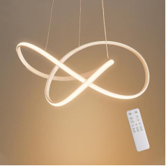 MOUNM LED Pendant Light, Dining Table Dimmable 3000 K - 6000 K, Hanging Dining Room Lamp with Remote Control, Curved Design Pendant Lamp for Living Room, Lamp Height Adjustable, Light 30 W