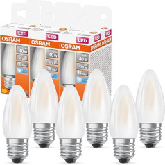 Osram LED Star Classic B40 LED Bulb for E27 Socket, Candle Shape, GL FR, 470 Lumen, Cool White (4000 K), Replacement for Conventional 40 W Bulbs, Non-Dimmable, Pack of 6
