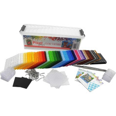 Pixel P60001-27501 Small Starter Box, Craft Set with 60 Pixel Plates, 4 Base Plates, 12 Lockets with Chain and 4 Mini Template Books, Easy Plug-In System