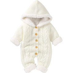 Haokaini Newborn Baby Hooded Knitted Romper Fleece Pullover Warmer Snowsuit Overall Overalls Onesies Baby Winter Outerwear for Boys Girls