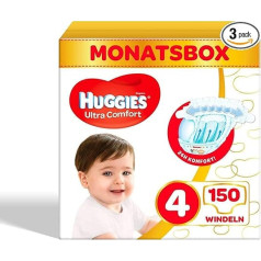 Huggies Nappies Size 4 Ultra Comfort Baby Month Box, White,