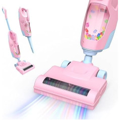 Toy Choi's Vacuum Cleaner Toy Set - Electric Children's Vacuum Cleaner with Flat Nozzle, Sound and Ball Pop Action - Vacuum Cleaning Set for Children, Boys and Girls from 3-6 Years (Pink)