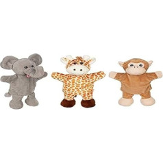 goki Hand Puppets Set of 3 Giraffe, Monkey and Elephant (with Legs)