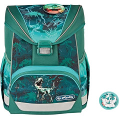 Herlitz Unisex Children's Ultralight Green Rex School Bag, Multicoloured, M, Multi-Coloured