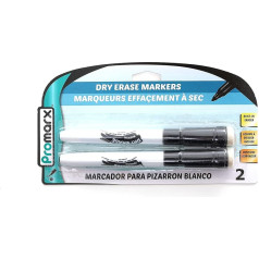 Promarx Dry Erase Marker mit Griff und integriertem Radiergummi Spitze, schwarz, 2 Zählen