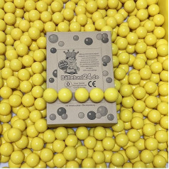 200 Balls, Organic Plastic Ball Pit Balls Made of Renewable Sugar Cane, Raw Materials, 6 cm Diameter, Nursery and Commercial Quality, Yellow