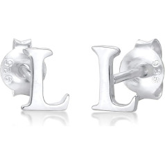 Elli Minimal 925 Silver Stud Earrings Letter L Initials, Sterling Silver, None