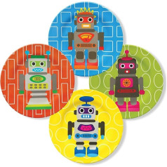 French Bull Melamine Tableware for Kids, BPA-Free, Dishwasher Safe, Durable, 4 Pieces (1 Piece) Plate Set Robot (74197)