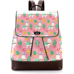Pink Alpaca Cactus Cute Cartoon Llama Personalised School Bags Book Bags for Teenagers, Multicoloured, 27 x 12.3 x 32 cm, Backpack Backpacks, multicoloured
