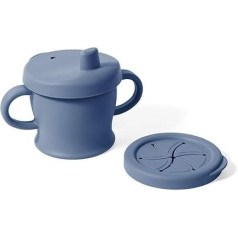 haakaa Silicone Sip-N-Snack Cup, Toddler Sippy Cup & Snack Container 2-in-1, BPA-Free Food Grade Silicone Cup for Baby from 6 Months, 266 ml (Blue)