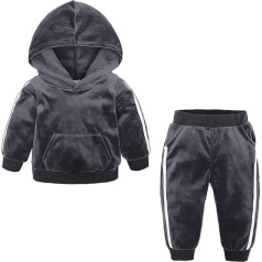 Verve Jelly Children's Toddler Baby Boys Girls Autumn Winter Outfit Velvet Clothing Long Sleeve Hoodie Sweatshirt Tops Long Trousers 2 Piece Tracksuit Set