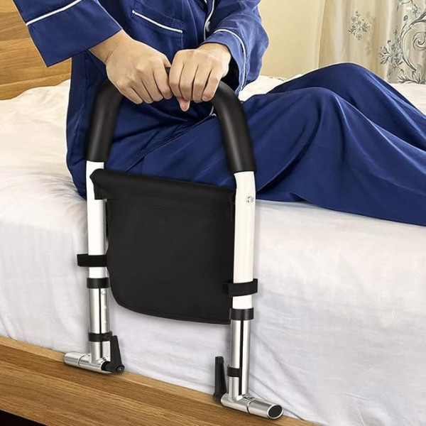 Hlieeosfcn Bed Rail, Fall Protection for Adults, Stainless Steel Safety Bed Rail, Safe Bed Rail, Bed Rail, Fall Protection, Safety Bed Railing for Elderly, Pregnant Women and Disabled People