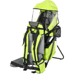 HOMCOM Baby Carrier Foldable Baby Carrier with Waterproof Hood Support Foot and Multiple Pockets for 6-36 Months Load 15 kg 38 x 77 x 87.5 cm Light Green