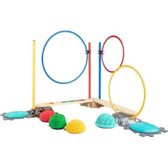 MUFFIK Sensorik mats, large obstacle track, multifunctional mat, orthopaedic balance floor for children, 28 pieces, active set