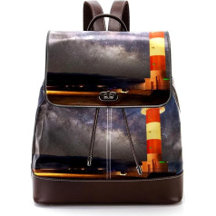 Sky Stars Meer Leuchtturm Personalisierte Schultaschen Büchertaschen für Teenager, Mehrfarbig, 27x12.3x32cm, Rucksack Rucksäcke