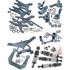 RCMYou Upgrades Part for 1/10 Slash 2WD Alloy Big Bore RC Shock Absorber, Control Arms, Steering Blocks, Rear Axle Carrier, Steering Crank, Shock Absorber Tower, Titanium