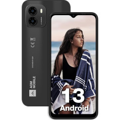 AGM Note N1 Lite Mobile Phone Without Contract (2024), 8(4+4) GB + 128GB/256GB TF,Android 13 Smartphone Cheap, 6.52 Inch HD+ 90Hz, 50 MP Camera + 2 MP Micro Camera 4900 mAh with Face ID, Fingerprint,