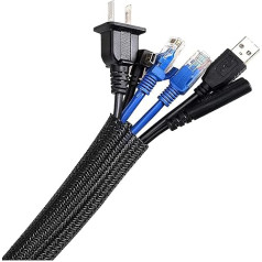 AGPTEK 19 mm - 6.1 m Cable Sleeve, Self-Closing Cable Duct, Flexible Woven Cable Sheath, Cable Management for Desk, TV, Computer, PC, Cable Protection for Dogs, Cats