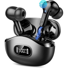 Wireless In-Ear Earphones, Bluetooth 5.3, with 4 ENC Noise Cancelling Mics, Deep Bass, 40-Hour IP7 Waterproof Earbuds, LED Display