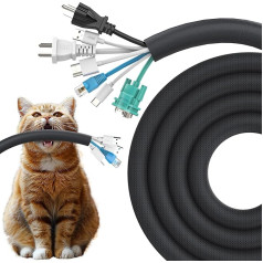 REFLYING Dog and Cat Cable Protection Gate, Cable Hoses, 3 Metres, 25.4 mm, Protection of Cables from Chewing Pets, Expandable Braided Self-Closing Cable Sleeve, Black