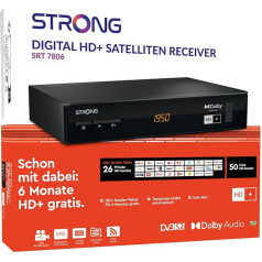 STRONG SRT 7806 HD Satellite Receiver for HD Plus with HD+ Card DVB-S2 Full HD (HDTV, HDMI, LAN, SCART, USB) Black