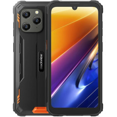 Blackview Outdoor Mobile Phone Without Contract BV5300 Plus, 16GB + 128GB (1TB Extension), 13MP + 8MP, 3 Card Slots, Android 13 Dual SIM IP68 Waterproof Smartphone, 6.1 Inch HD+, 6580 mAh Battery, NFC