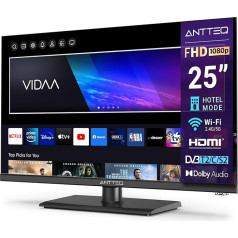 Antteq V25-AF3Q1 Smart TV 25 Zoll (Fernseher 62 cm),FHD,Triple Tuner(DVB-T2/S2/C),App Store,Netflix,Prime Video,DAZN,UVM,WiFi,Hotelmodus,2024