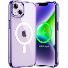 JETech Magnetic Case for iPhone 14 6.1 Inch Compatible with MagSafe Wireless Charging, Shockproof Mobile Phone Case, Protective Case, Scratch-Resistant Transparent Back (Dark Purple)