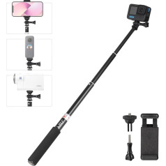 HSU Extendable Selfie Stick, Waterproof Grip for GoPro Hero 9/8/7/6/5/4, Handheld Monopod Compatible with Mobile Phones and Other Action Cameras