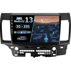 BXLIYER Android 13 IPS Car Radio for Mitsubishi Lancer (2010-2016) - Built-in CarPlay Android Car - Free Reversing Camera - 2G + 32G - 10.1 Inch 2 DIN - DSP DAB Steering Wheel Control WiFi Fast Boot