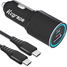 48W Car Charger USB and Cable for Samsung Galaxy S24 Plus Ultra/S23 FE S22 S21/A55 5G A15 A25 A05S A54 A53 A52S A52 A34 A23 A33 A25, iPhone 15 Pro, USB C 33 0 W & Quick Charging with 18 W