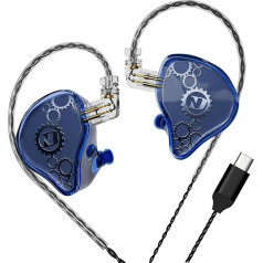 ND Venus In-Ear Monitor Headphones, 10mm Double Magnetic Dynamic Driver, IEM Headphones, HiFi Wired Gaming Earbuds, 2 Pin Detachable Cable (with Microphone, Blue)